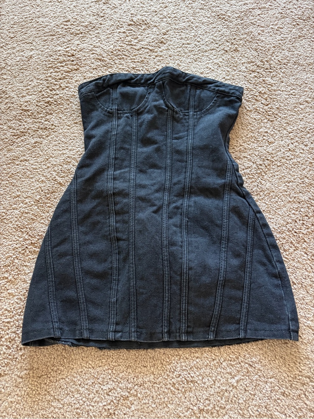 PrettyLittleThing Strapless A-Line Denim Mini Dress